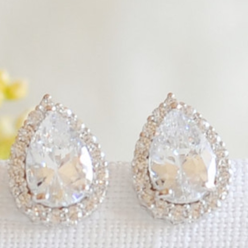 Bridal Earrings, Teardrop Stud Earrings,